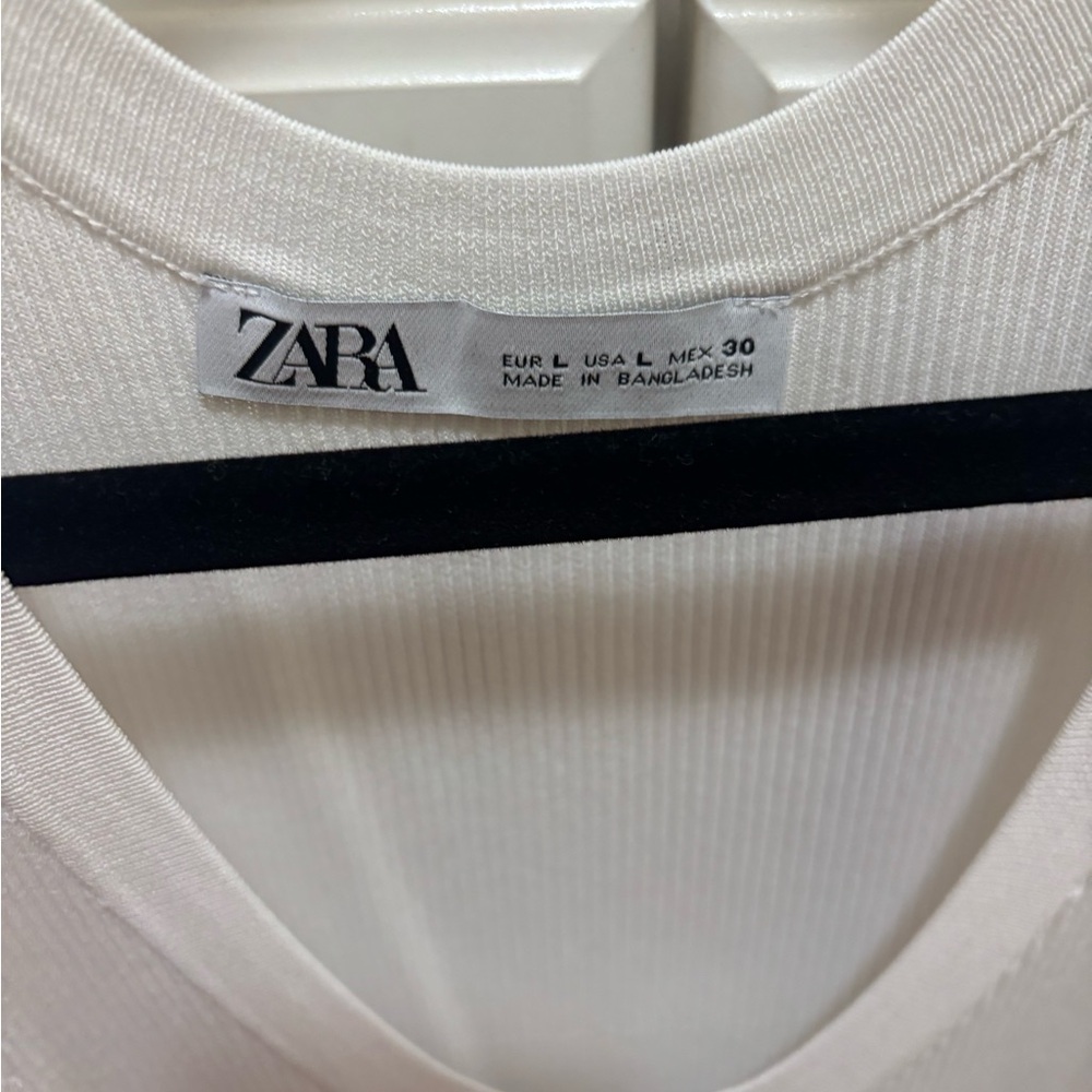 Zara Cream Ribbed Tank Top - Picture 3 of 3